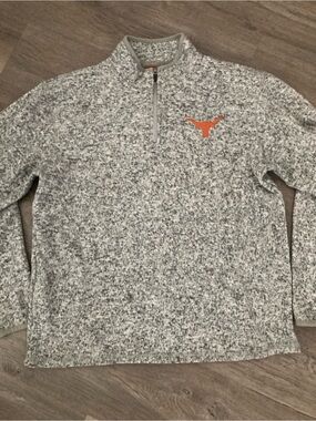 Gray Marled Quarter-Zip Pullover Sweater with Orange Logo